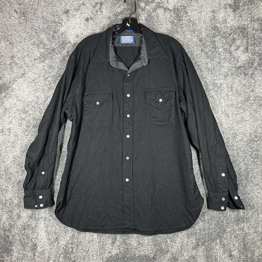 Pendleton Shirt Mens XL Black Wool High Grade Western Wear Button Up USA